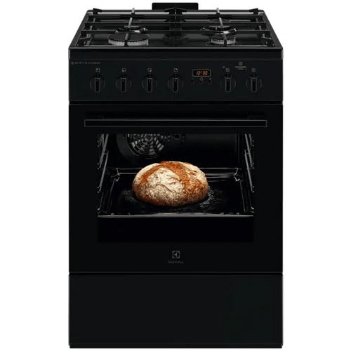 Aragaz Electrolux LKK660220K, Mixt, 4 arzatoare , Siguranta plita, Aprindere integrata, Cuptor electric, Plus Steam, AirFry, Timer, Grill electric, Clasa A, 60 cm (Negru)