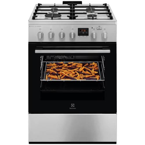 Aragaz Electrolux LKK660220X, Mixt, 4 arzatoare , Siguranta plita, Aprindere integrata, Cuptor electric, Plus Steam, AirFry, Timer, Grill electric, Clasa A, 60 cm (Inox antiamprenta)
