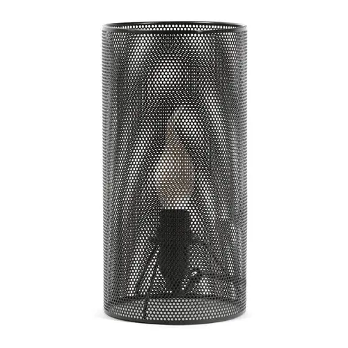 Veioza Platinet 44876, E14, 25W, cu abajur rotund φ120mm x 240mm din plasa metalica neagra