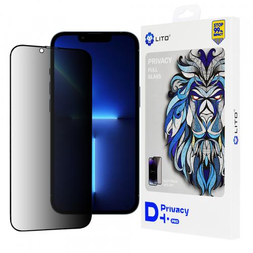 Folie de protectie Ecran Privacy Lito D+ Pro pentru Apple iPhone 14 Plus / 13 Pro Max, Sticla Securizata, Full Glue