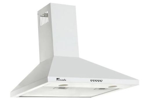 Hota decorativa Tornado Kent 750 (50), 1 Motor Turbo, 3 Viteze, 750 m3/h, Filtru anti-grasimi, Clasa C, 50 cm (Alb)