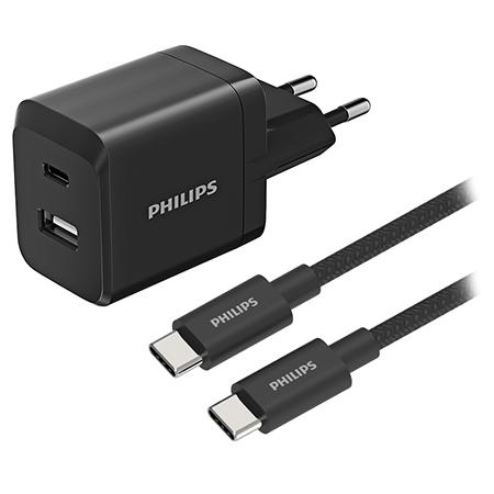 Incarcator retea Philips DLP5321NB, 45 W, USB-A, USB-C (Negru)