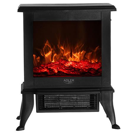 Semineu electric Adler AD7754, 1800 W, Efect flacara 3D, Sticla securizata, 2 trepte putere (Negru)