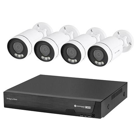 Kit supraveghere video Kruger&Matz C300, 4 camere incluse, 5MP 2560x1944, PoE, IP67, IR 30m  (Alb)