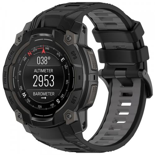 Curea Techsuit W077 pentru Garmin Instinct 3 50mm Solar / Instinct 3 50mm, Negru/Gri