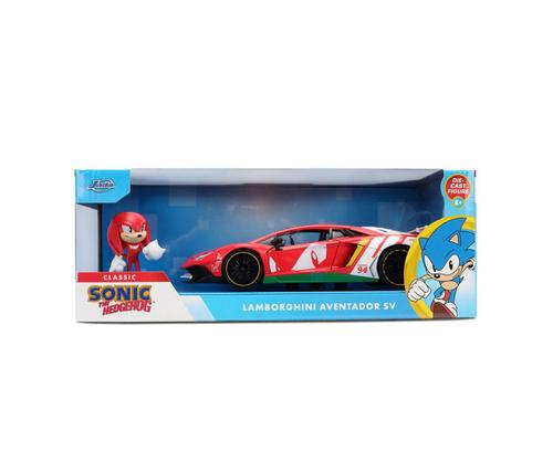 Set figurina Sonic si masinuta metalica Jada Sonic Ariciul Lamborghini Aventador Sv, Scara 1 la 24