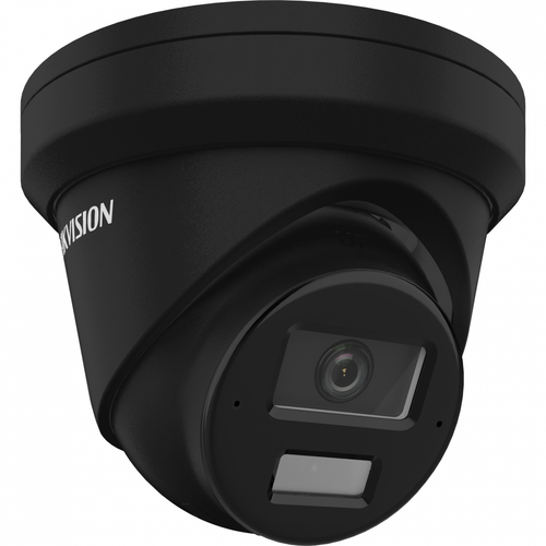 Camera supraveghere exterior IP Dome cu iluminare duala Hikvision AcuSense DS-2CD2343G2-LI2U(2.8MM)/BK, 4 MP, 2.8 mm, IR/lumina alba 30 m, microfon, slot card, PoE