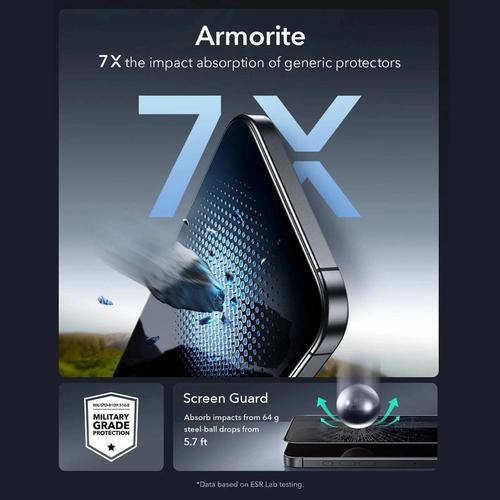 Pachet 3 buc Folie Sticla Privacy ESR Armorite UltraFit ESR3FSPAIXVIIB pentru Apple iPhone 17 cu aplicator inclus (Negru)