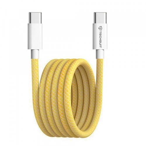Cablu Date si Incarcare USB-C - USB-C Techsuit PCB114D, 60W, 1m, Galben