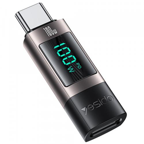 Adaptor Date si Incarcare USB-C - USB-C Yesido GS24 Display (Gri)