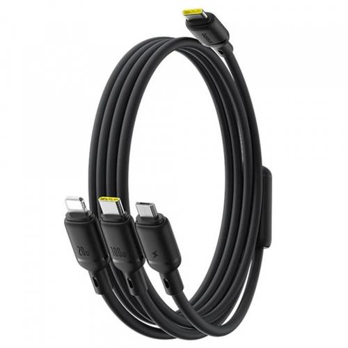 Cablu Incarcare USB-C - Lightning / microUSB / USB-C Baseus Silky 3in1 P10376303121-01, 100W, 1.5m, Negru
