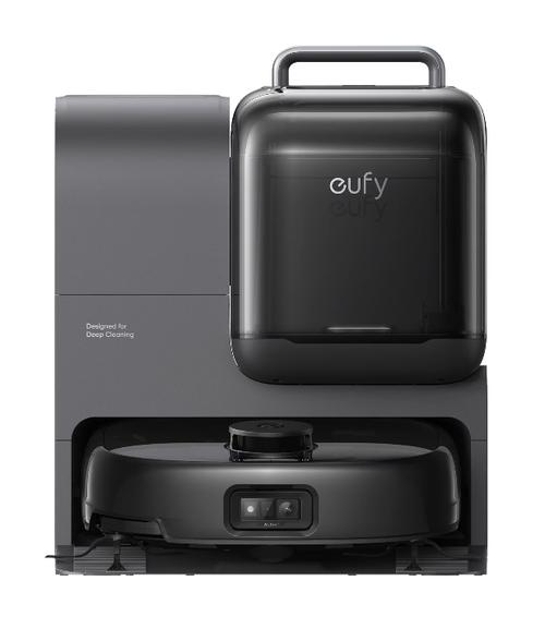 Aspirator robot eufy Omni E28 HydroJet FlexiOne, 20.000 Pa, Mop cu rola, Statie de golire si spalare automata (Negru)