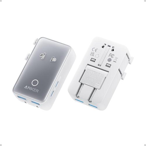 Adaptor priza si incarcator universal Anker Nano Travel Adapter 5 in 1, 20W, 2x USB-C, 2x USB-A, EU, UK, US, AU (Alb)