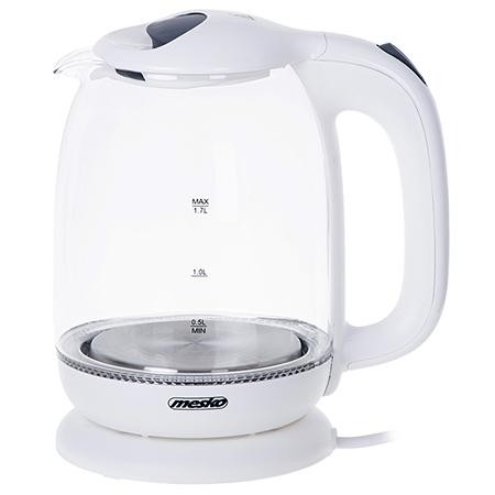 Fierbator apa Mesko MS1302W, Sticla/Plastic, 2200W, 1.7L (Alb)