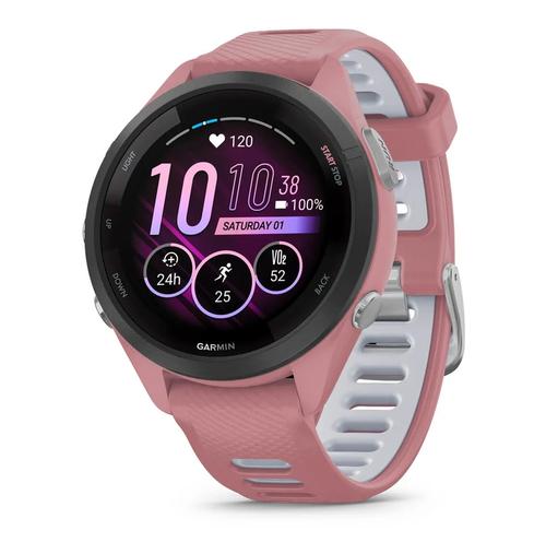 Smartwatch Garmin Forerunner 265S, GPS, 42mm, Ecran AMOLED 1.1inch, Bluetooth, Wi-Fi, ANT+, Autonomie 15 zile, Monitorizare avansata activitati, 5 ATM (Roz/Gri)