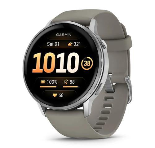 Smartwatch Garmin Venu 4, 45mm, Ecran AMOLED 1.4inch, GPS, Bluetooth®, ANT+®, Wi-Fi®, 8GB Flash, 5 ATM (Argintiu/Gri)