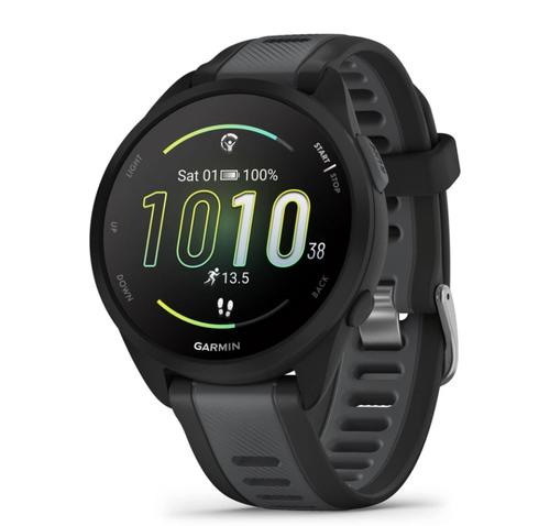Smartwatch Garmin Forerunner 165 Music, Ecran AMOLED 1.2inch, GPS, 4GB Flash, Bluetooth®, ANT+®, Wi-Fi®, Android/iOS, 5 ATM (Negru/Gri)