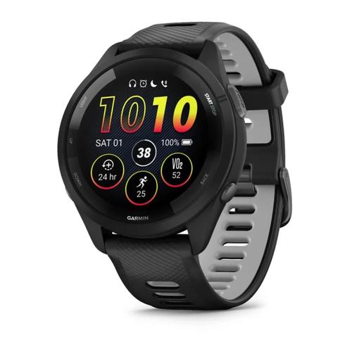 Smartwatch Garmin Forerunner 265, GPS, 46mm, Ecran AMOLED 1.3inch, Bluetooth, Wi-Fi, ANT+, Autonomie 13 zile, Monitorizare avansata activitati, 5 ATM (Negru/Gri)