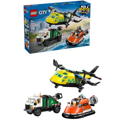 LEGO® City - Avion, autospeciala de service si aeroglisor in versiuni adaptate 60505, 990 piese