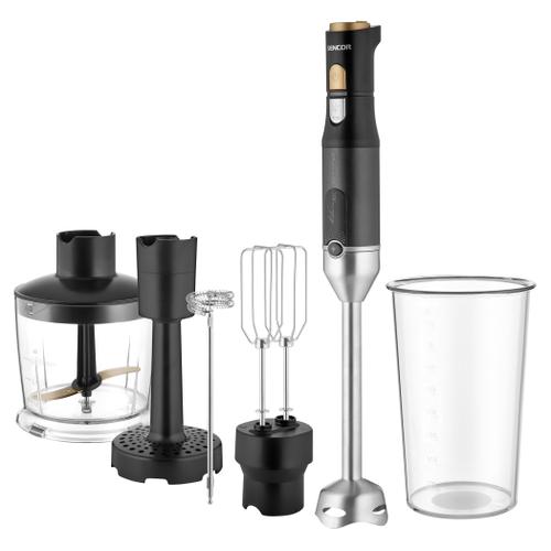 Blender de mana 4in1 Sencor SHB6442BK, 1200 W, Bol 800 ml, Tocator 500 ml, Spumator de lapte (Negru)