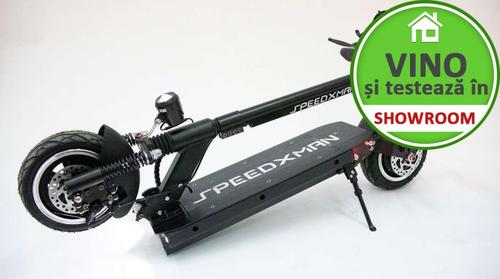 Trotineta electrica SPEEDXMAN 9, Viteza 40 Km/h, Autonomie 40-80 Km, Motor 500 W, Suspensie fata hidraulica/spate - amortizor dublu, Roti 9inch (Negru)