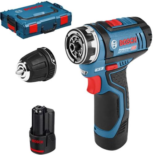 Masina de gaurit si insurubat cu acumulator BOSCH GSR 12V-15 FC FLEX, 2 acumulatori li-Ion, 2Ah, 30Nm + L-BOXX