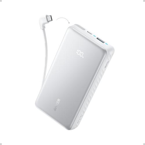 Baterie externa Anker Zolo 20.000 mAh, 22.5W, cablu USB-C inclus, USB-C, USB-A (Alb)