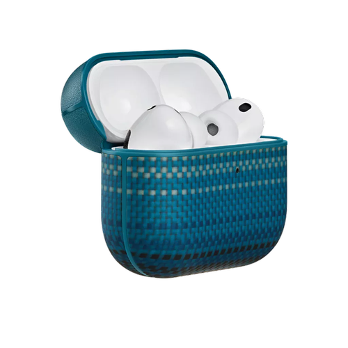 Carcasa Pitaka pentru AirPods Pro 3, Fibra de Aramida (Albastru)
