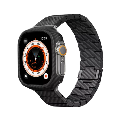 Curea Pitaka pentru Apple Watch Ultra 2/Ultra/8/7/6/5/4/3/SE, din Fibra de Carbon (Negru)