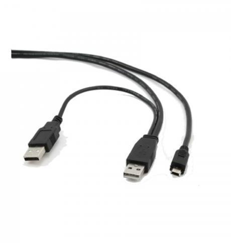 Cablu de date si alimentare Gembird CCP-USB22-AM5P-3, USB 2.0 (T) la Mini-USB 2.0 (T), 0.9m, conectori auriti, extra power socket USB 2.0 (T) (Negru)