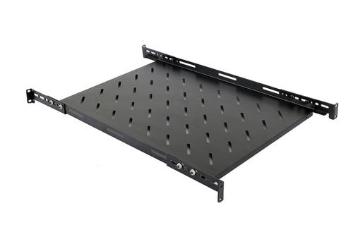 Raft fix Spacer SPSF-1U500E-BK-03, 1U, pentru rack 19inch, adancime 500mm, pentru cabinet de 800mm, cu urechi fixare, sarcina maxima 60Kg, vopsea antistatic, otel 1.2mm (Negru)