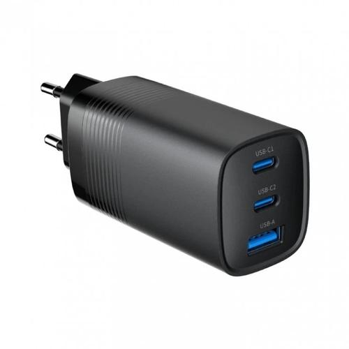 Incarcator retea Gembird TA-UC-PDQC65-01-BK, 2 x USB Type-C 3.25A PD 65W, 1 x USB-A 3.0 maxim 2.25A QC 27W (Negru)