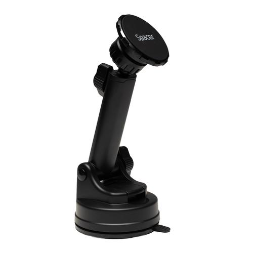 Suport auto magnetic Spacer SPCH-MAG-VNTZ-02, 2in1, fixare prin Ventuza sau in Grila de ventilatie, Magnetic, 4 SuperMagneti N50, Brat Telescopic,rotire 360 grade (Negru)