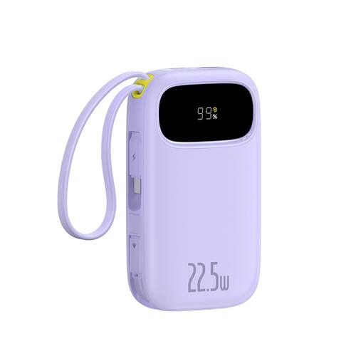 Acumulator extern Baseus EnerFill FC31 Digital Display 20.000 mAh, 22.5W, cablu USB-C si Lightning incorporat (Violet)