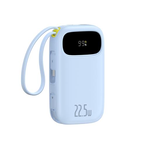 Acumulator extern Baseus EnerFill FC31 Digital Display 20.000 mAh, 22.5W, cablu USB-C si Lightning incorporat (Albastru)