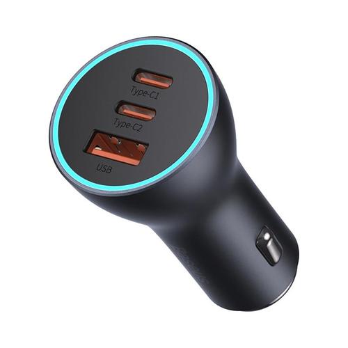 Incarcator auto Baseus Golden Contactor Pro, USB si 2x USB-C, Quick Charge, 65W, LED (Gri)