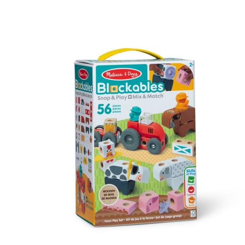 Set de constructie din lemn Melissa & Doug - Ferma, 56 piese