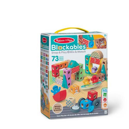 Set de constructie din lemn Melissa & Doug - Orasul, 73 piese