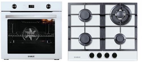 Pachet Samus ONL17 Cuptor incorporabil Samus SC626WGD9, 75 L, Electric, Grill, 9 Functii + Plita incorporabila Samus PSG-64SG3 White, Gaz, 4 arzatoare, Arzator WOK, Aprindere electrica (Alb)