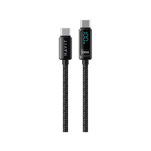 Cablu de date / adaptor Havit CB6247, USB-C Male la USB-C Male, 100 W, 2 m (Negru)