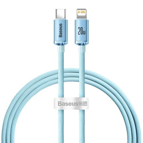 Cablu Date si Incarcare USB-C - Lightning Baseus Crystal Shine, 20W, 1.2m, Albastru CAJY001303