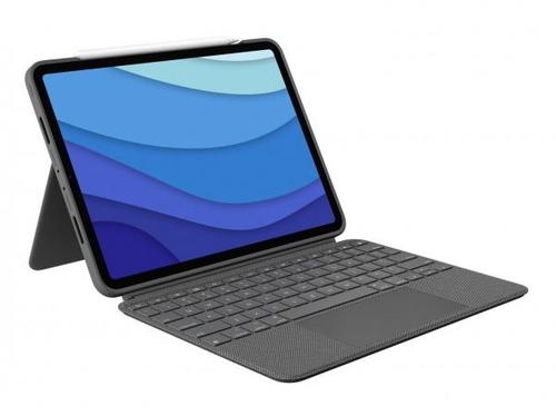 Husa Book Cover cu tastatura Logitech Combo Touch pentru Apple iPad Pro 11inch (Gen 1/Gen 2/ Gen 3/ Gen 4), Layout UK (Gri)
