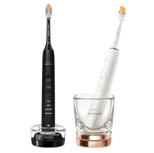 Set 2 Periute de dinti electrice Philips Sonicare Diamond Clean HX9914/69, 62000 miscari/min, Curatare 3D, 4 programe, 2 capete (Negru/Roz)
