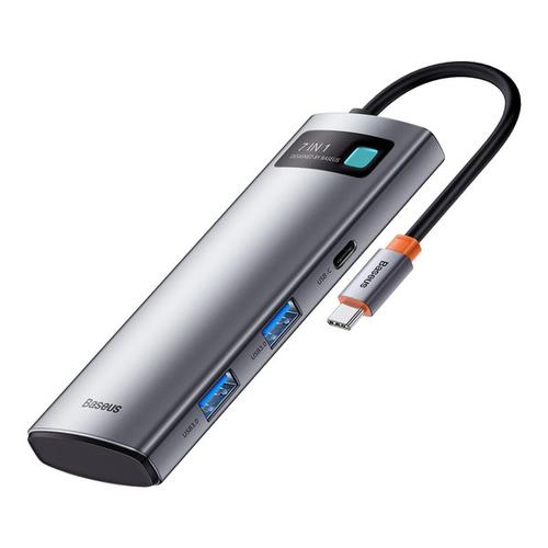 Adaptor HUB USB-C Baseus, HDMI 4K, SD/TF, 2 x USB 3.0, USB-C PD,100W, Gri