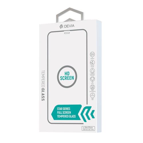 Folie Protectie Devia Sticla DEVFOLIXIIIPBK pentru iPhone 13 / 13 Pro, Temperata, Anti-Shock, 9H, 0.26mm (Negru/Transparent)