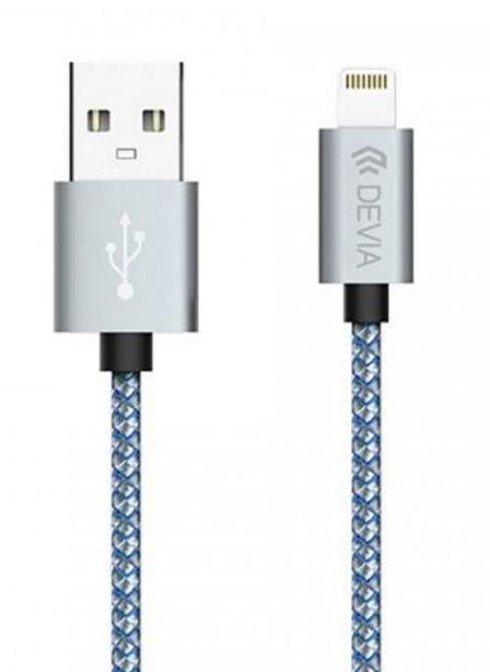 Cablu de date Devia Tube DVCTBLGH, Lightning, 1m (Gri)