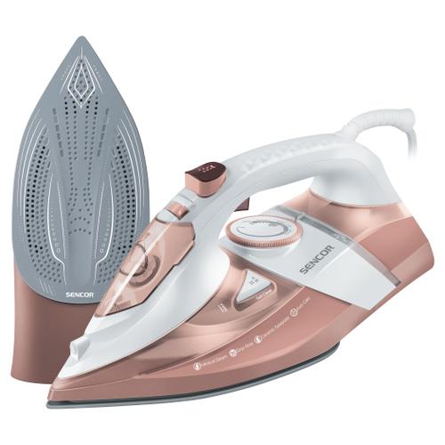 Fier de calcat Sencor SSI8300RS, 3200 W, Debit de abur 45 g/min, Anticalcar, Rezervor 350 ml, Jet de abur 195 g/min (Alb/Roz)
