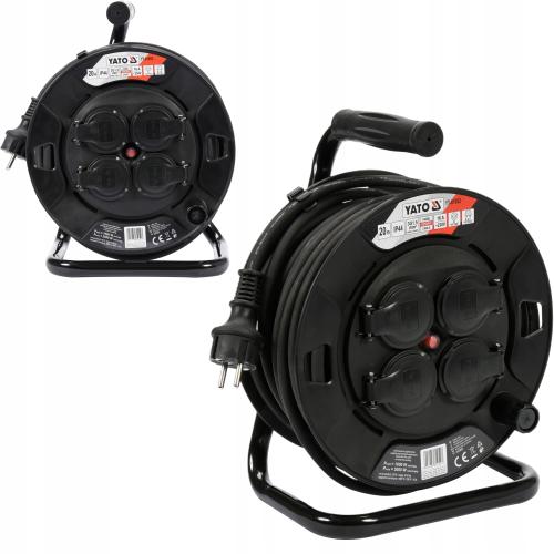 Prelungitor Yato YT-81052, 20m, 4 prize, protectie IP44, Negru