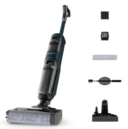 Aspirator vertical cu spalare Rowenta X-Clean 2 GZ2251E0, 120W, 440 RPM, pana la 35 min autonomie, ecran LED, panou de control (Verde/Negru)