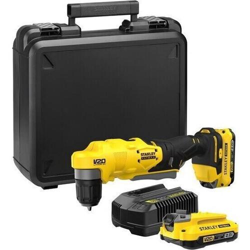 Masina de gaurit cu unghi drept pe acumulator de 18 V, 2x acumulator Li-Ion de 2, 0 Ah, incarcator Stanley SFMCD750D2K-QW